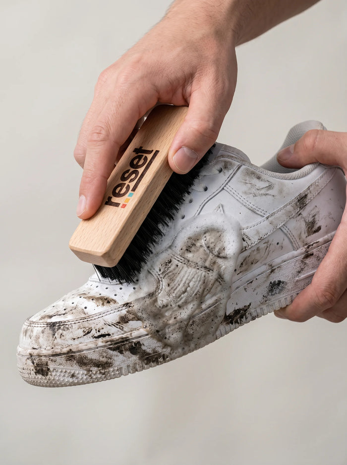 RESET step 2 — brush the foamed sneaker